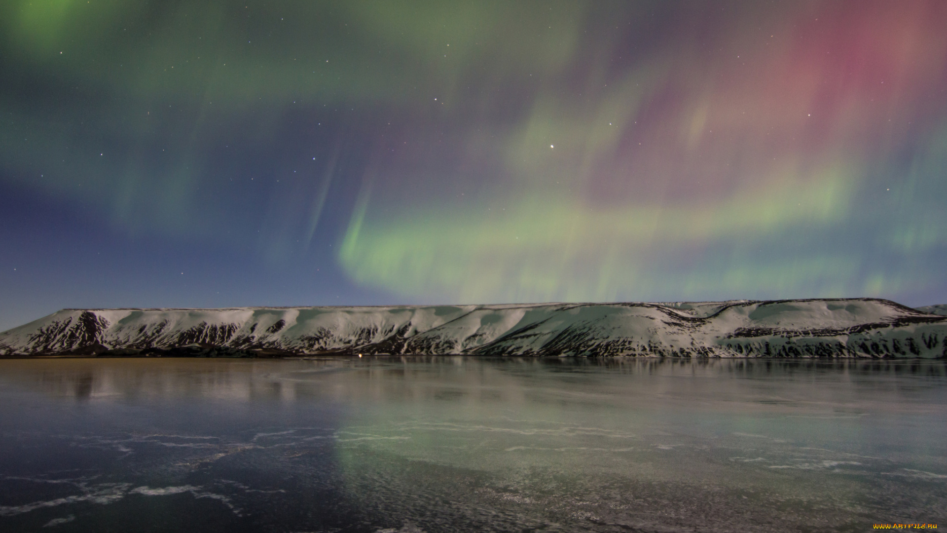 природа, северное, сияние, северное, сияние, небо, ночь, снег, лед, озеро, исландия