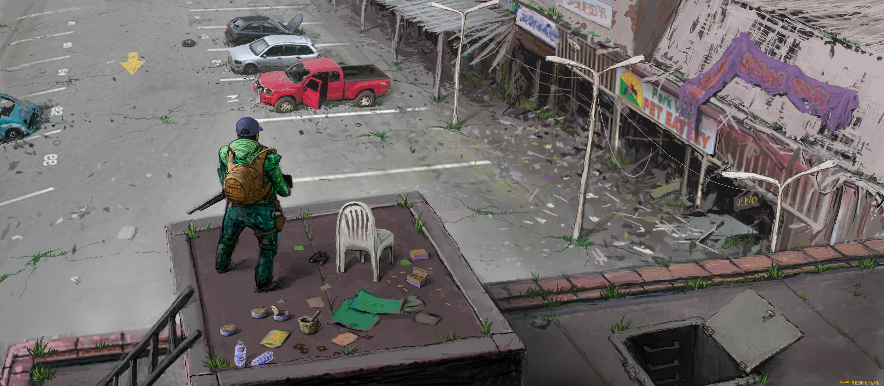 фэнтези, люди, разрушения, выживший, мужчина, постапокалипсис, запустение, будущее