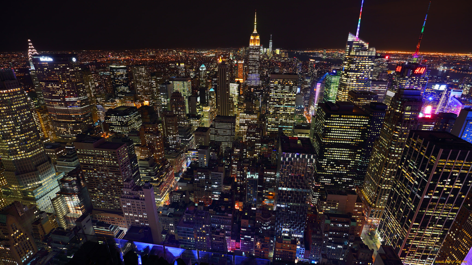 города, нью-йорк, , сша, огни, ночь, город