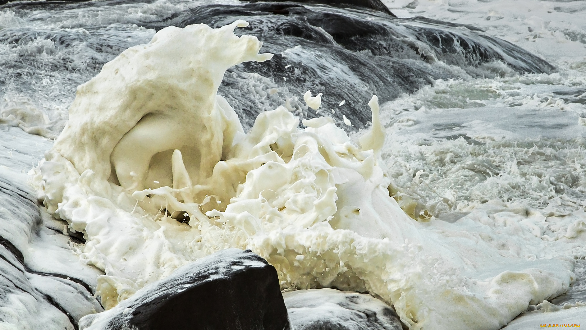 природа, реки, озера, вода, пена