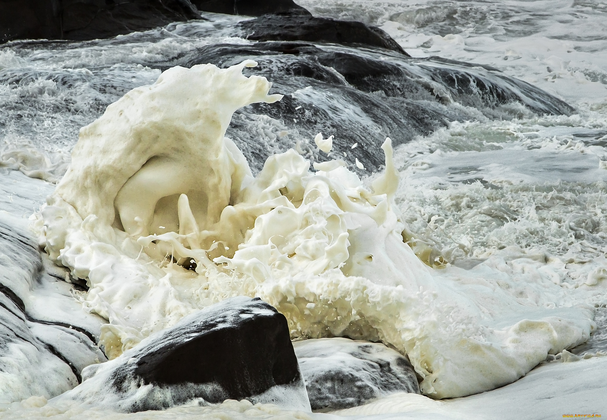 природа, реки, озера, вода, пена