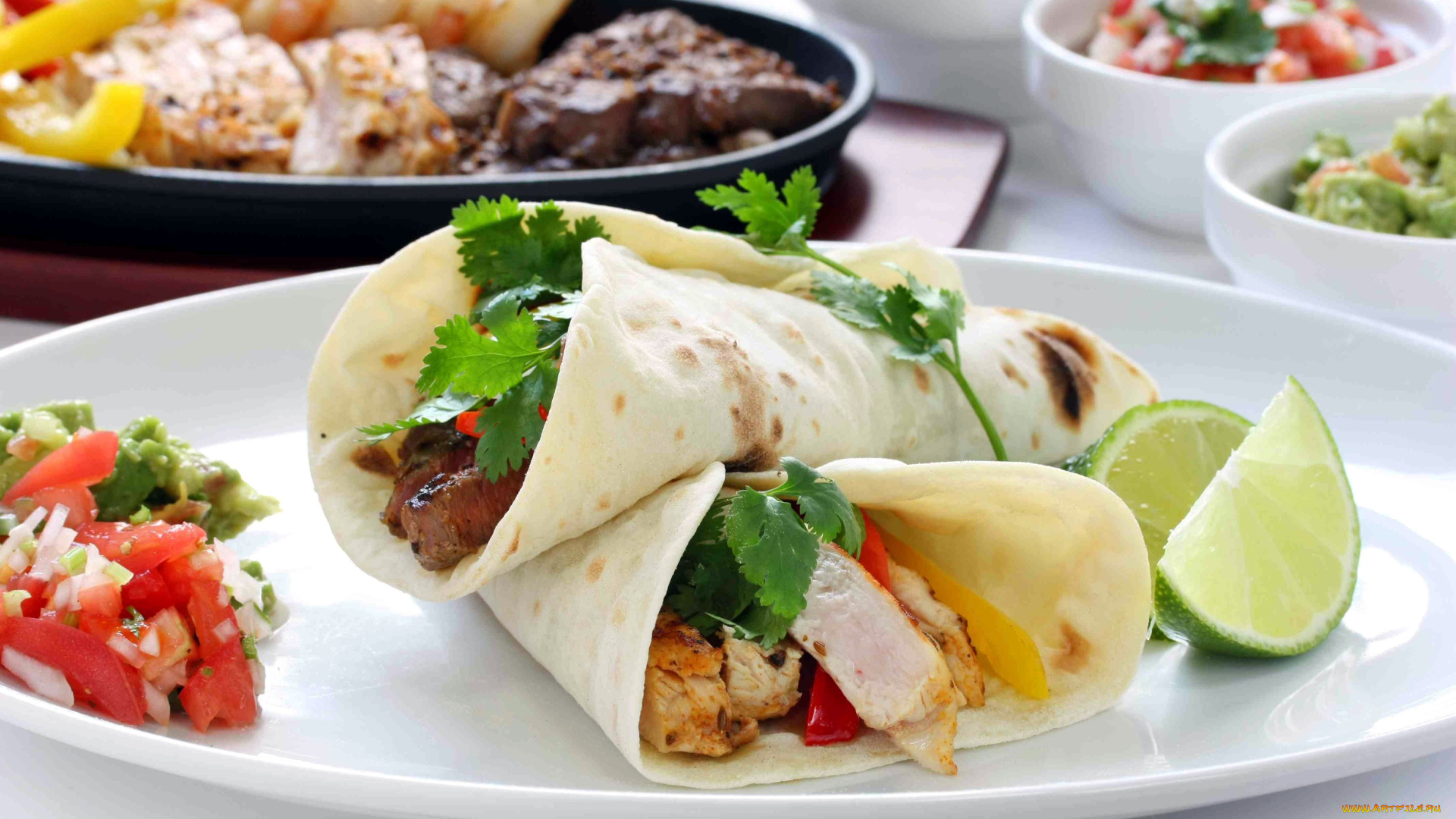 еда, блины, , оладьи, лайм, овощи, салат, тортилья