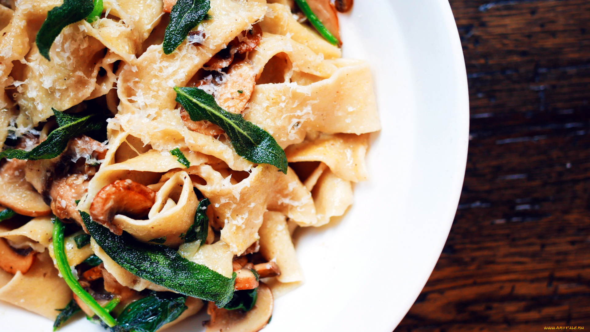 еда, макаронные, блюда, зелень, грибы, лапша