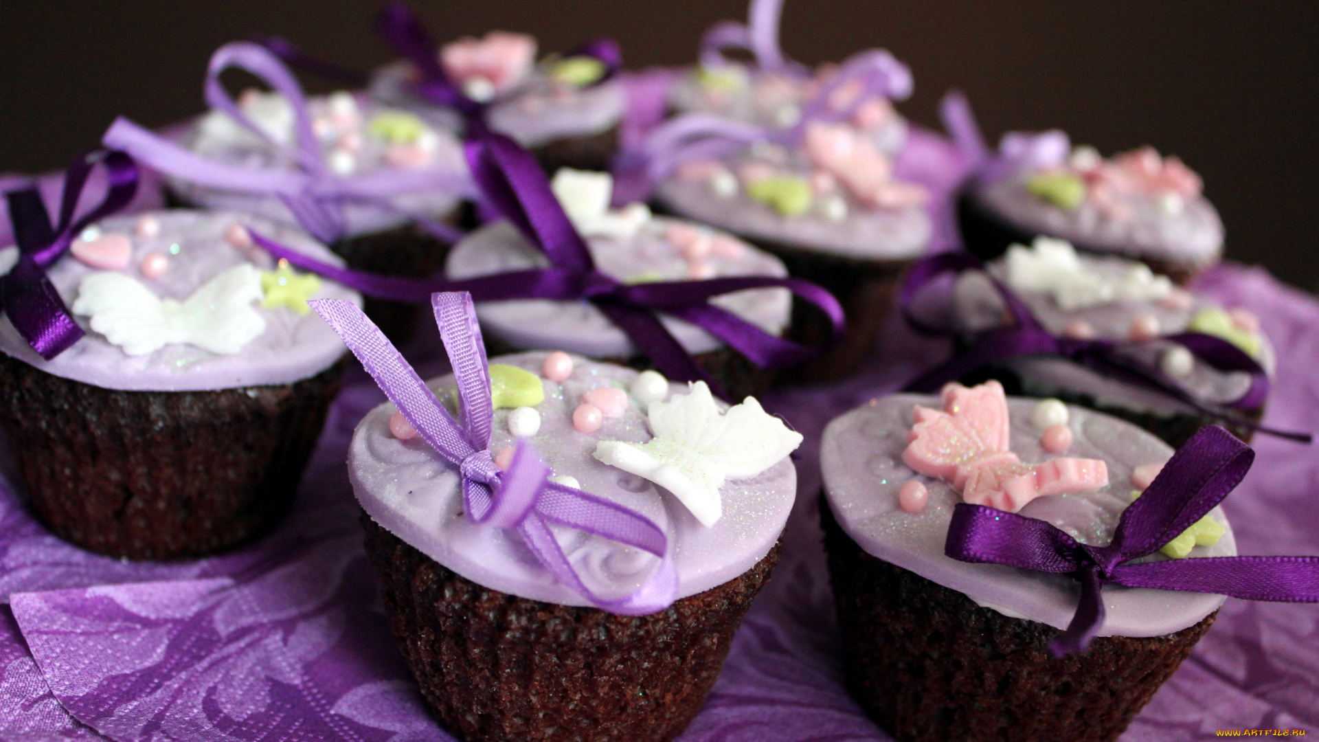 еда, пирожные, , кексы, , печенье, марципан, кексы, ленты, бабочки