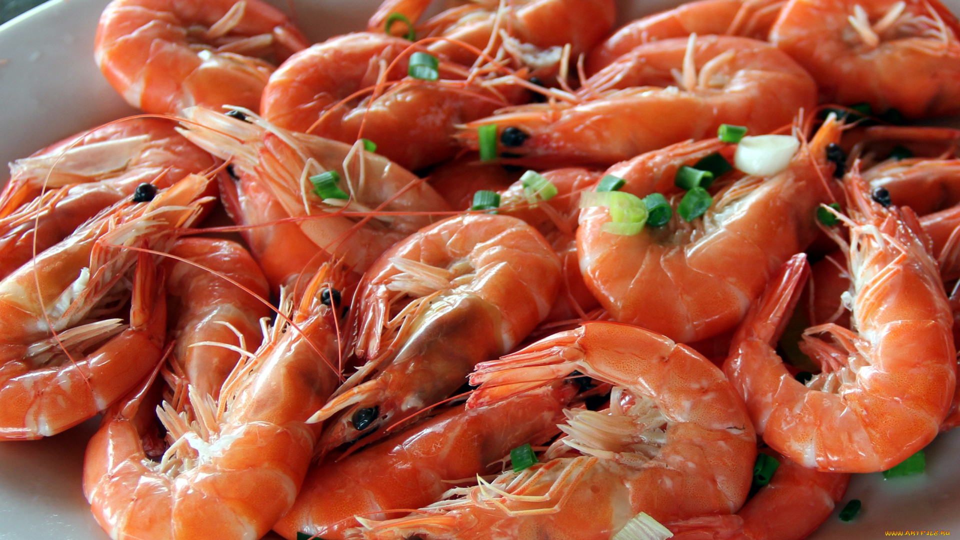 еда, рыбные, блюда, , с, морепродуктами, зелень, креветки