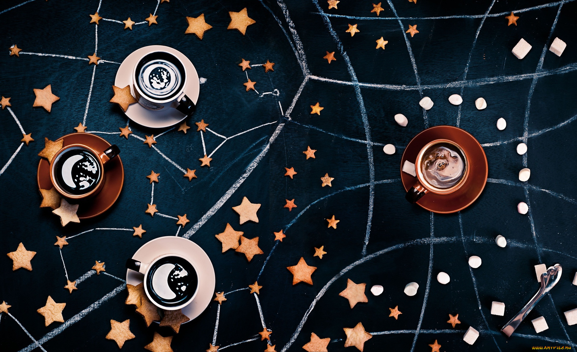 еда, кофе, , кофейные, зёрна, чашки, созвездия, карта, рисунки