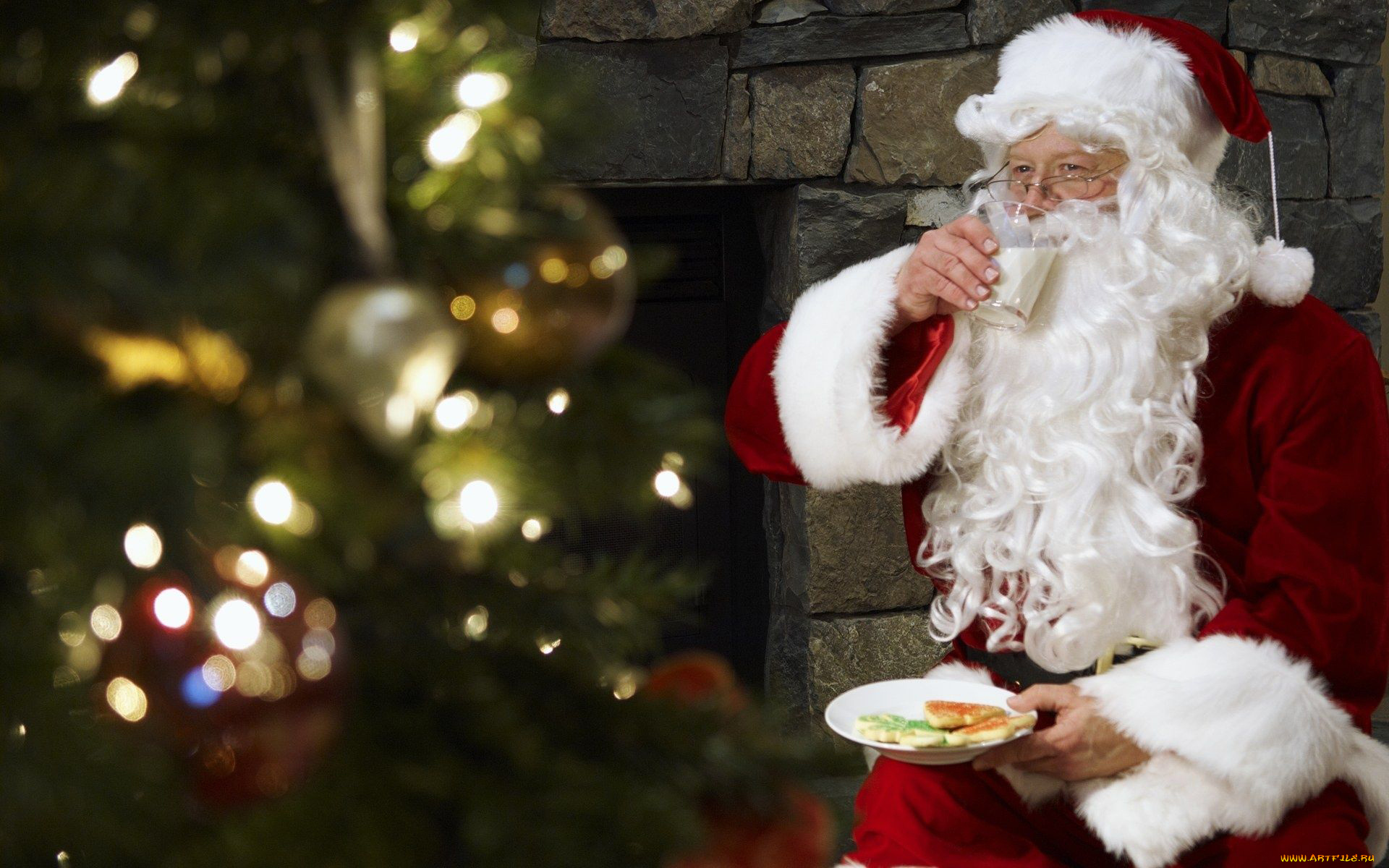 праздничные, дед, мороз, , санта, клаус, молоко, санта, камин, печенье