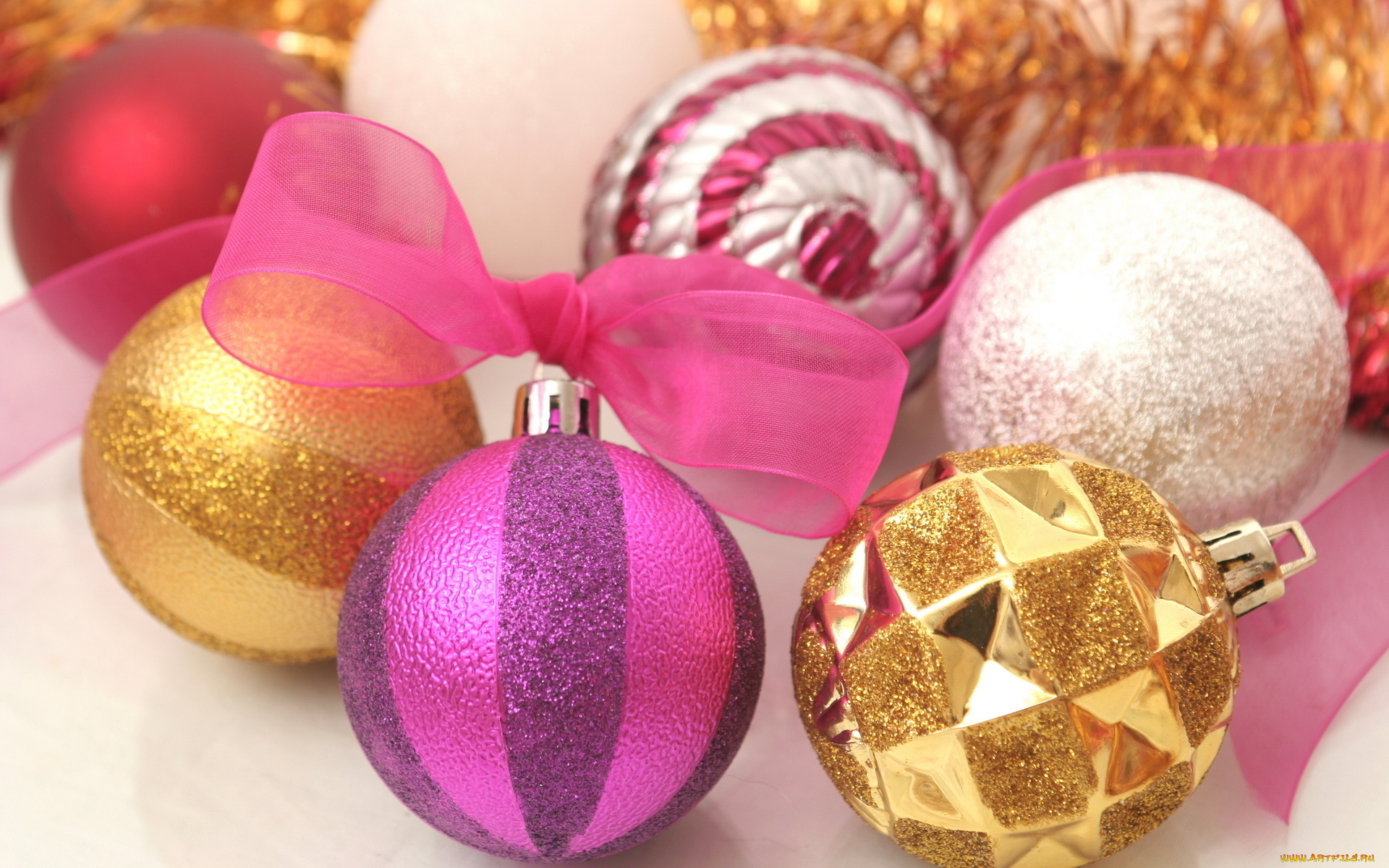 праздничные, шары, бант, розовый, шарики, разноцветные