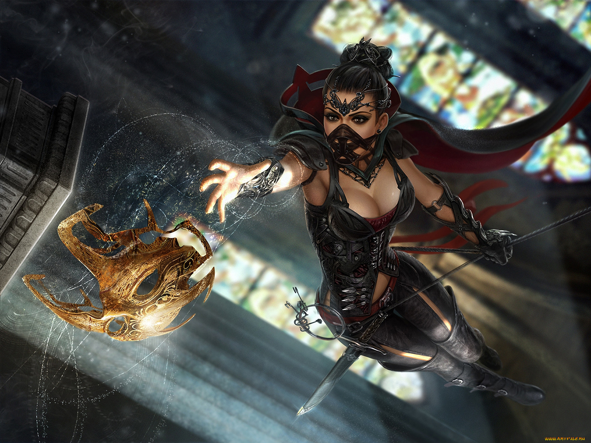 фэнтези, девушки, воровка, снаряжение, маска