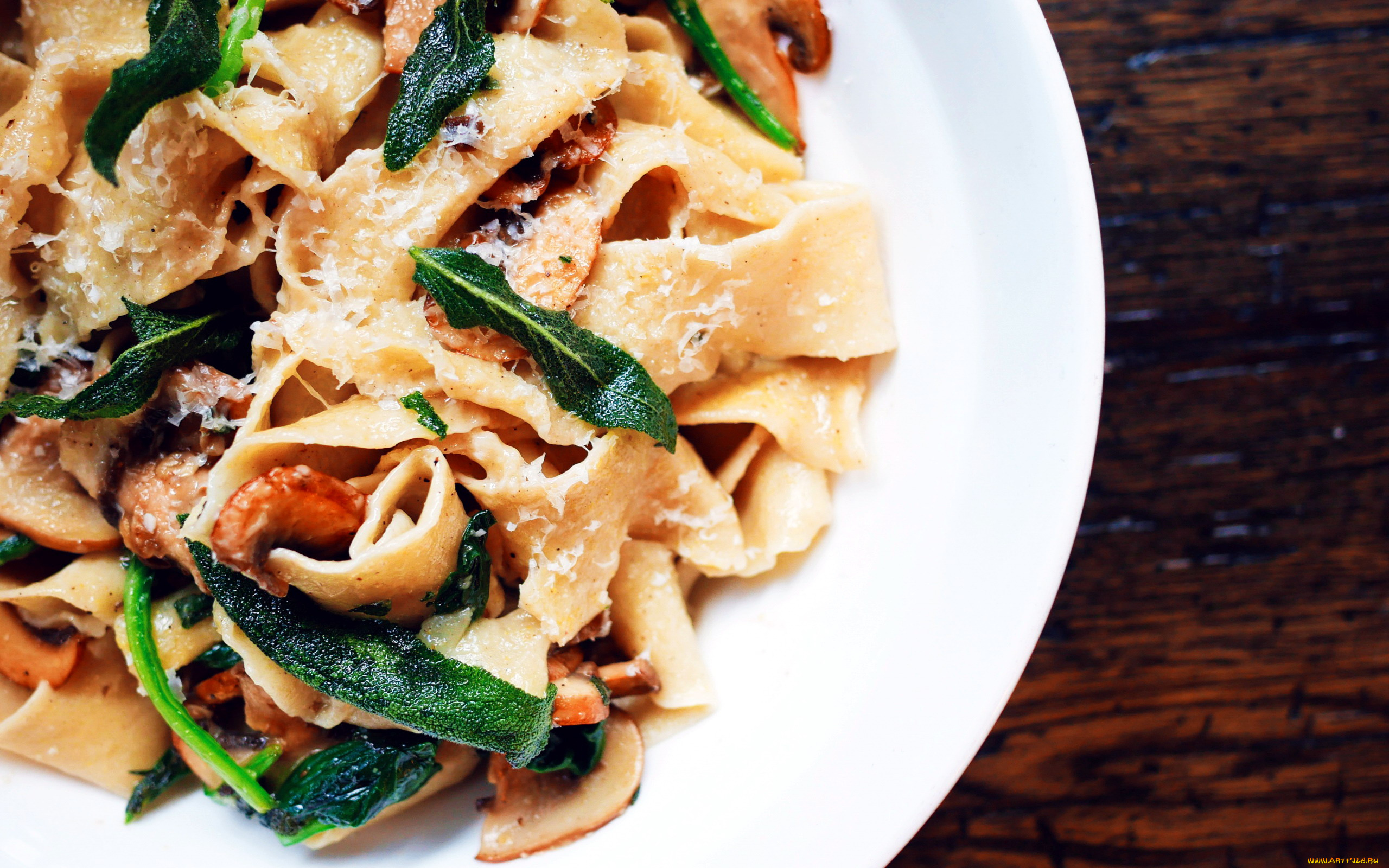 еда, макаронные, блюда, зелень, грибы, лапша