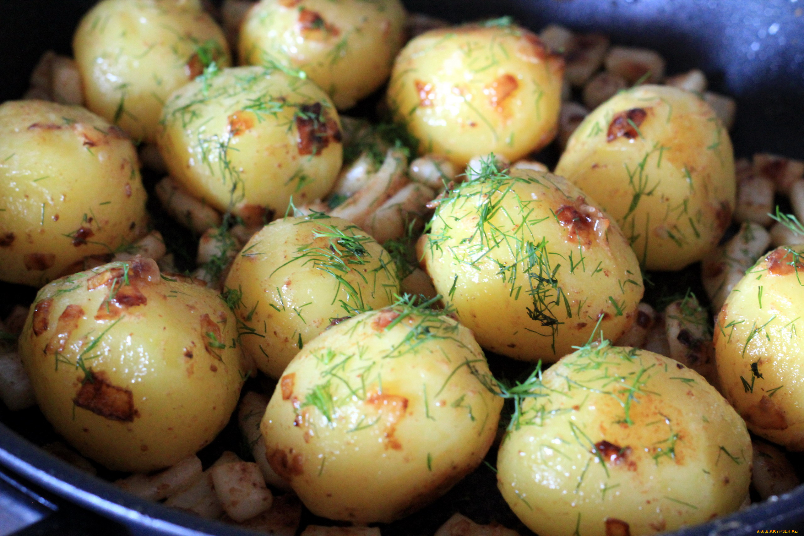 еда, картофель, клубни, укроп