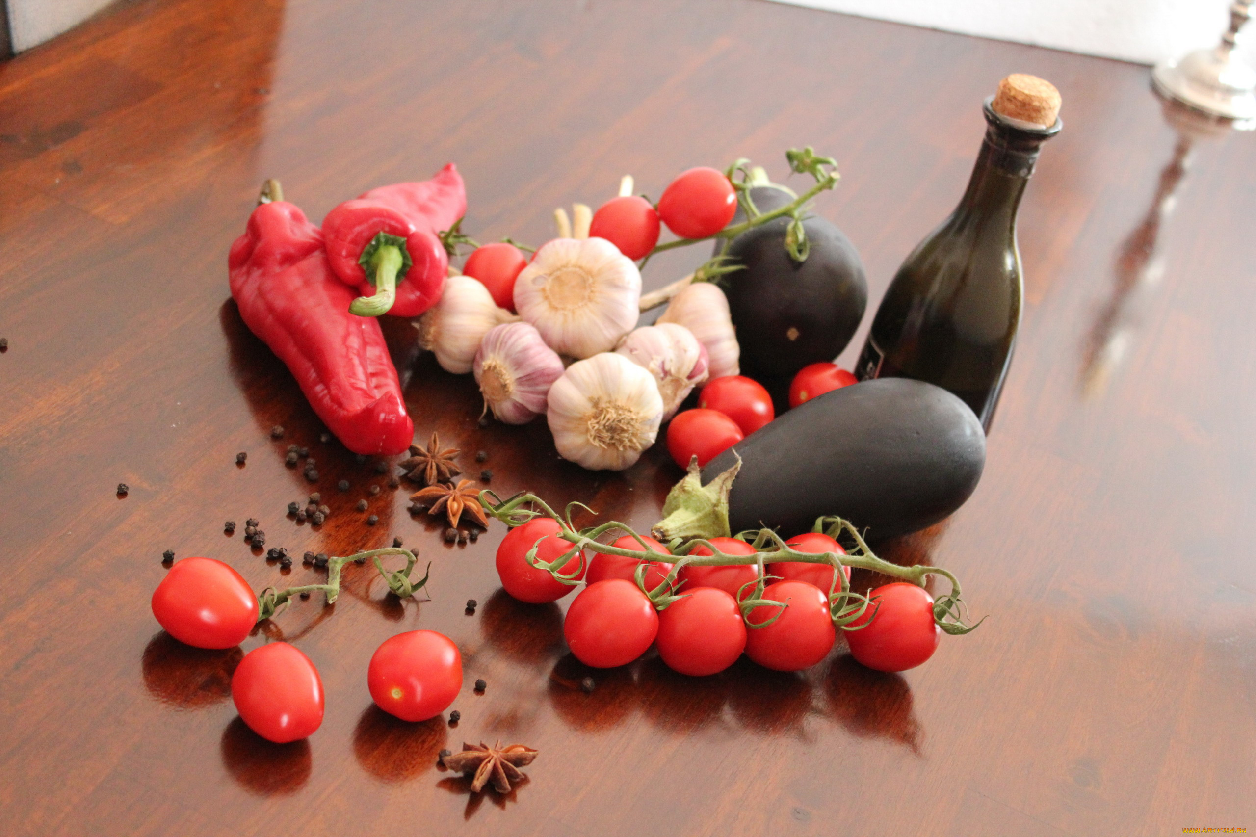 еда, овощи, помидоры, чеснок, баклажаны, перец, томаты