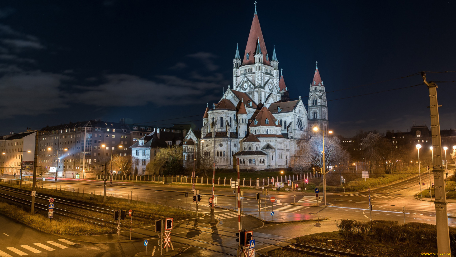 города, вена, , австрия, костел