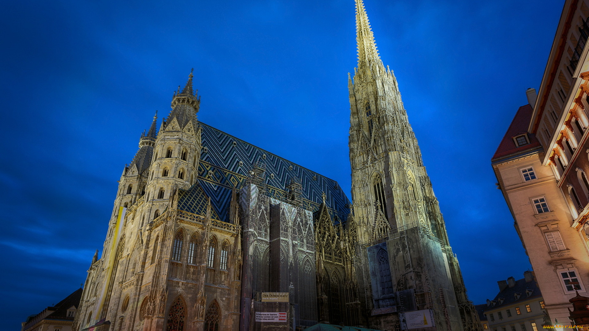 города, вена, , австрия, собор, шпиль