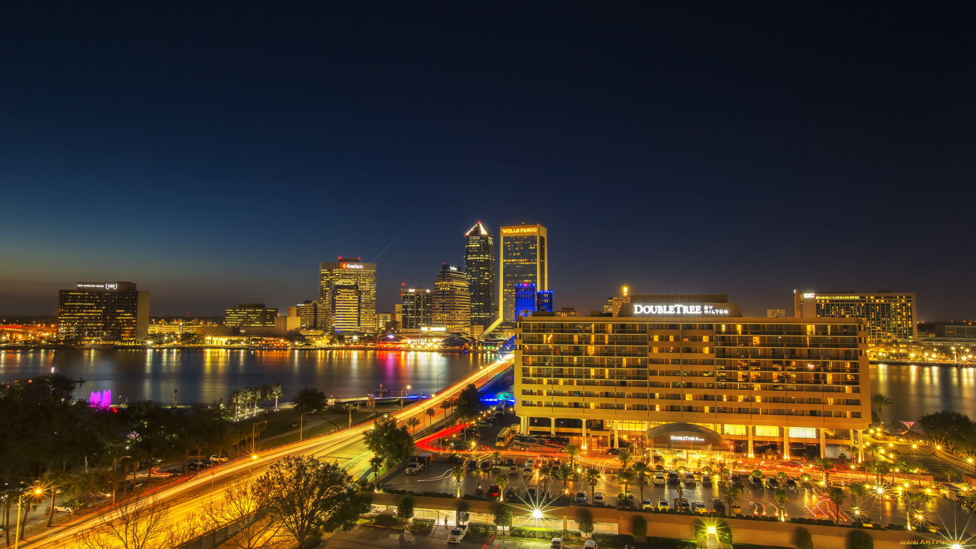 jacksonville, , florida, города, джексонвилл, , сша, панорама, небоскребы