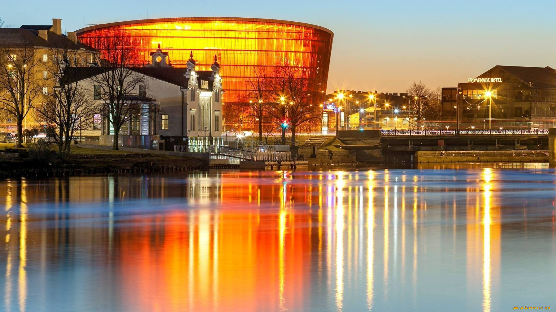 liepaja, , latvia, города, -, огни, ночного, города, latvia