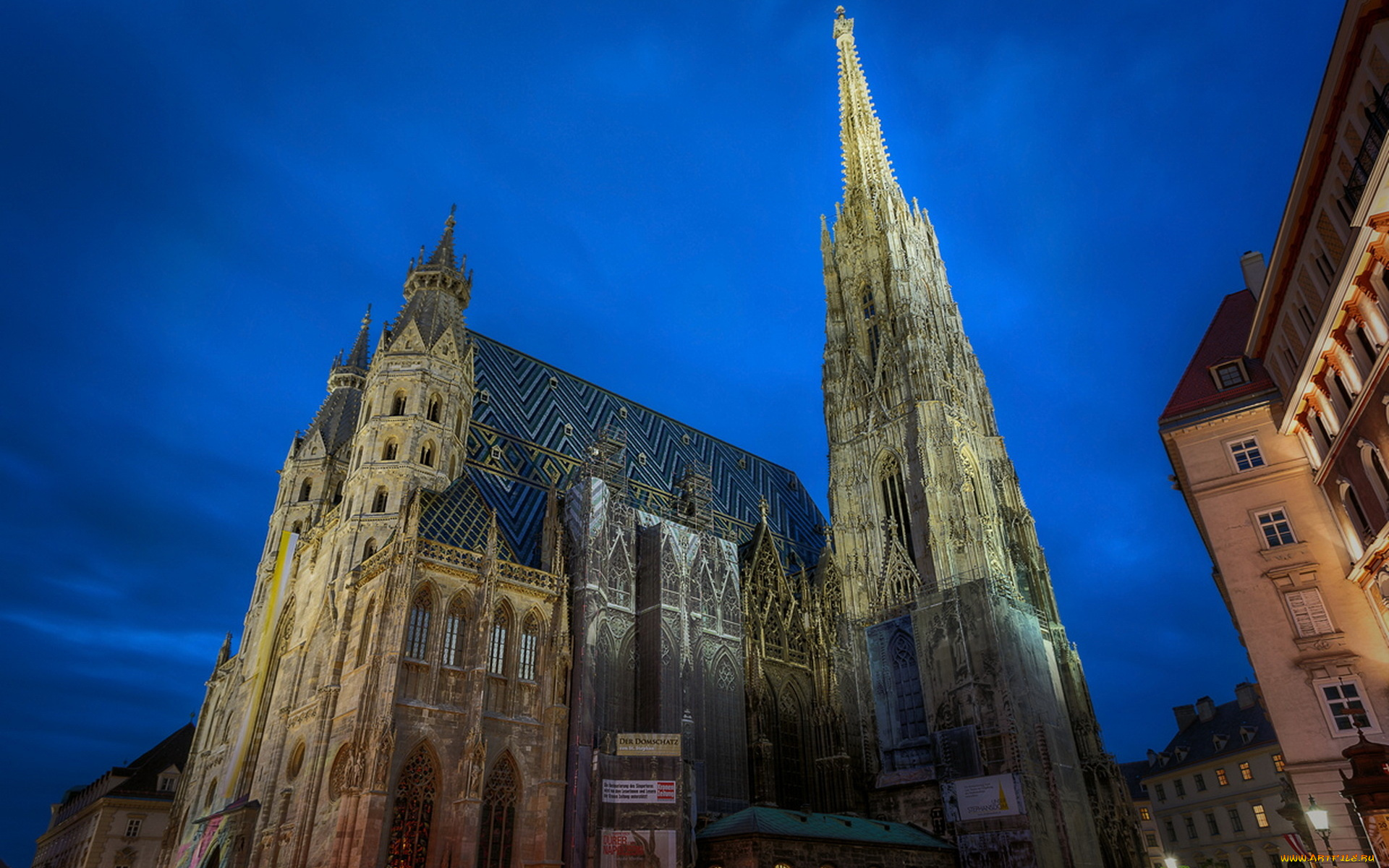 города, вена, , австрия, собор, шпиль