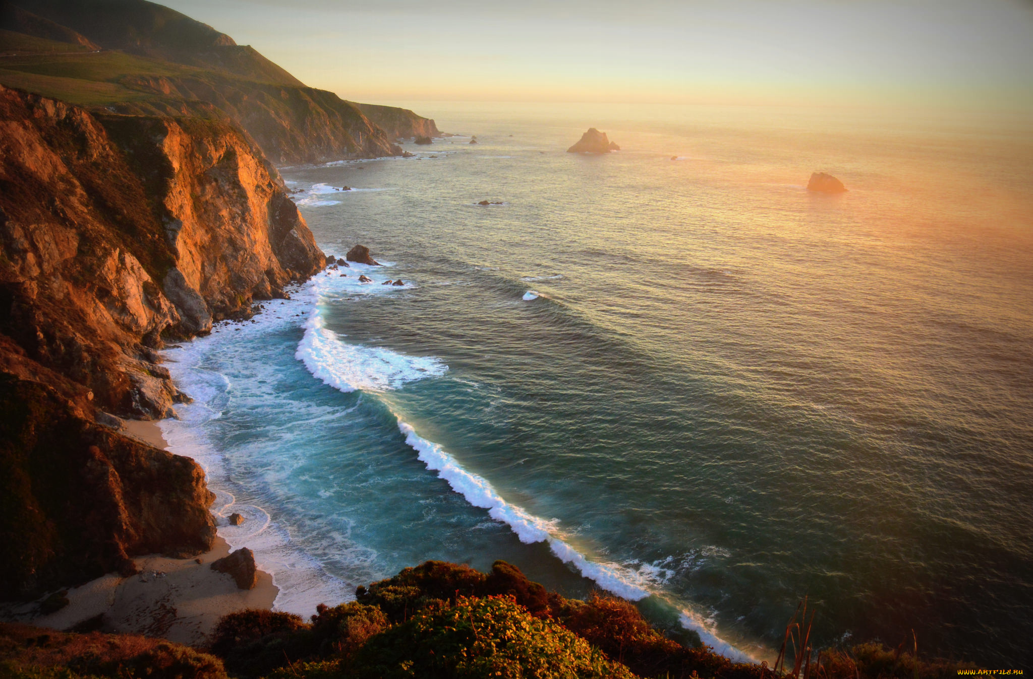 природа, побережье, простор