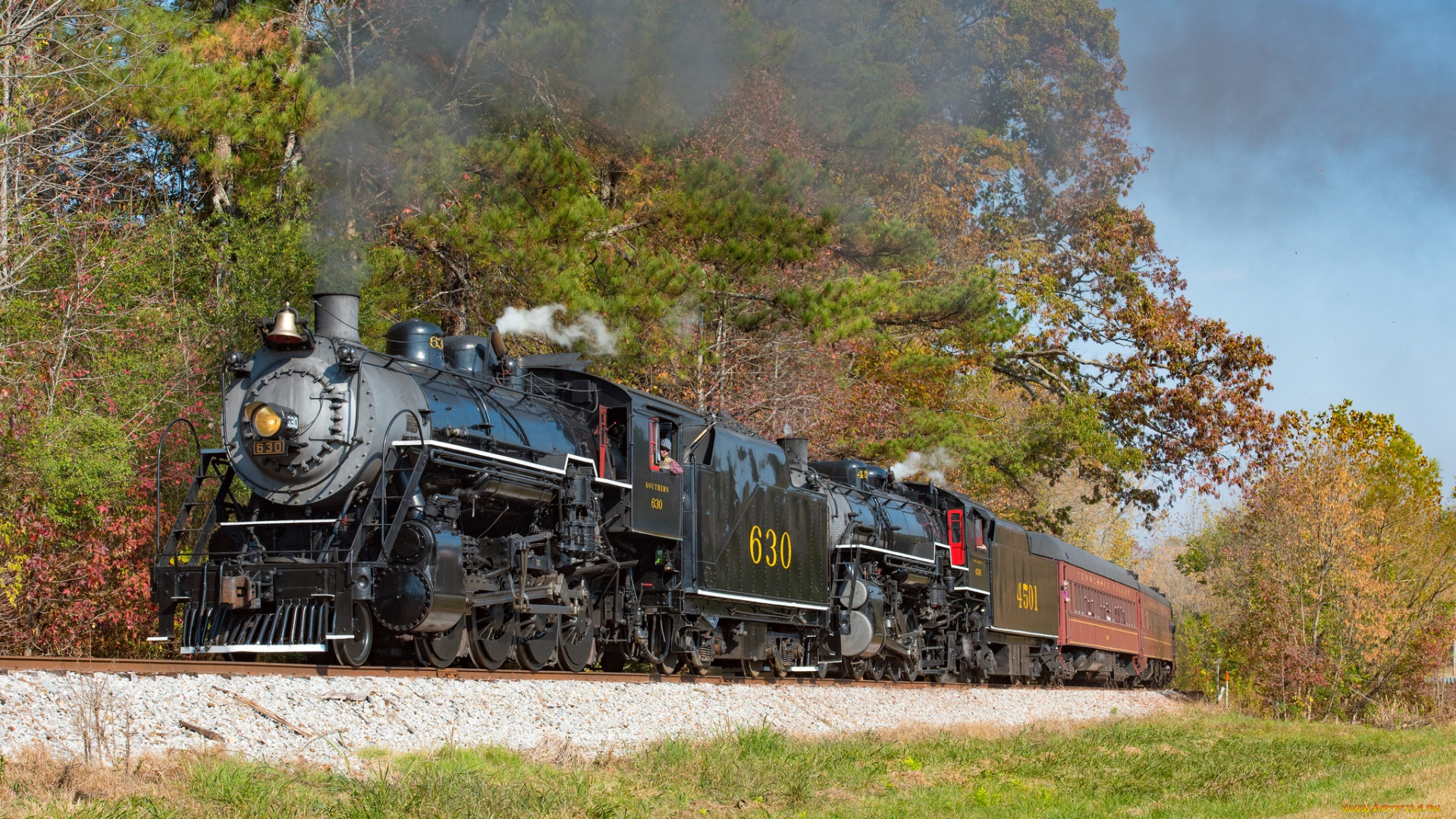 техника, паровозы, локомотив, состав