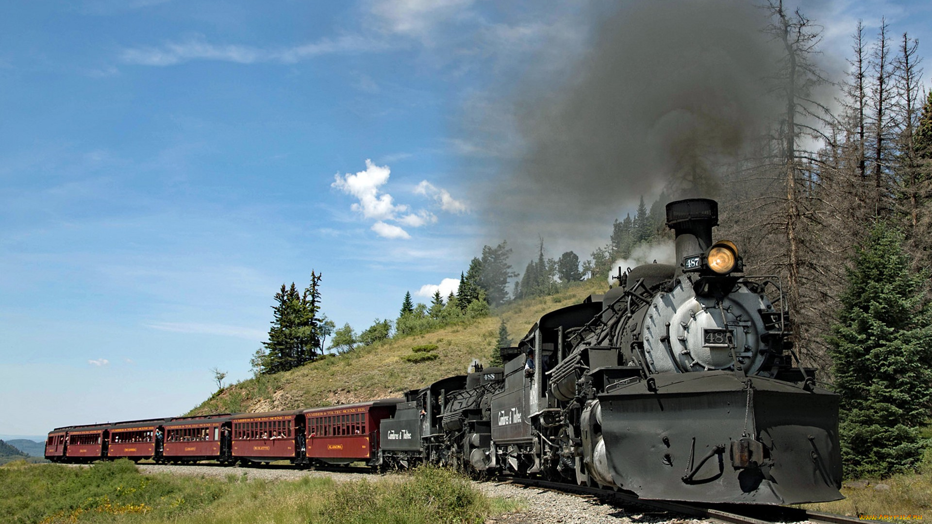 техника, паровозы, локомотив, состав