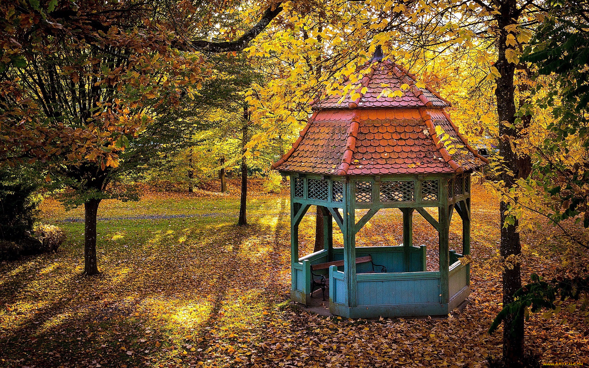 природа, парк, беседка