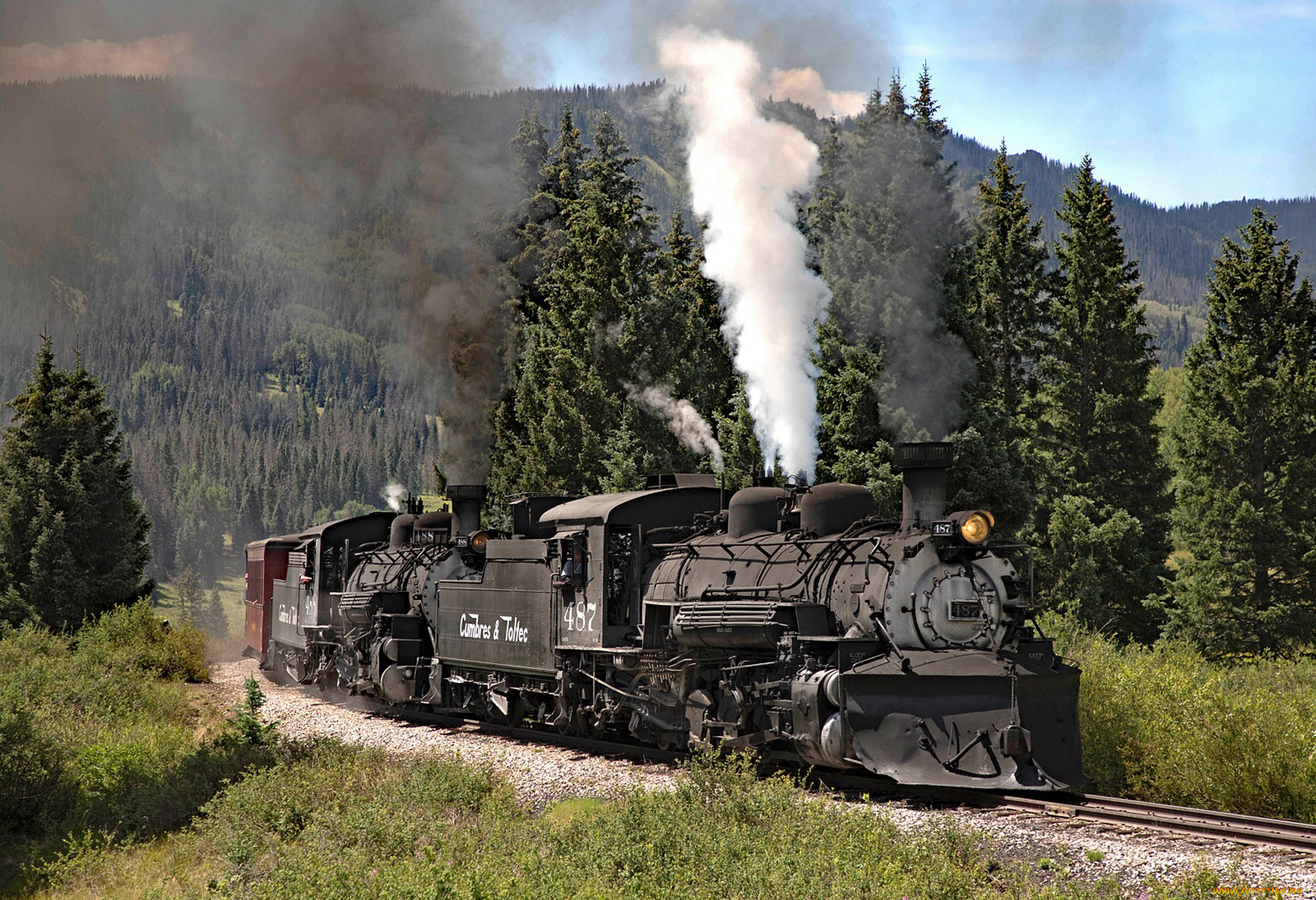 техника, паровозы, локомотив, состав