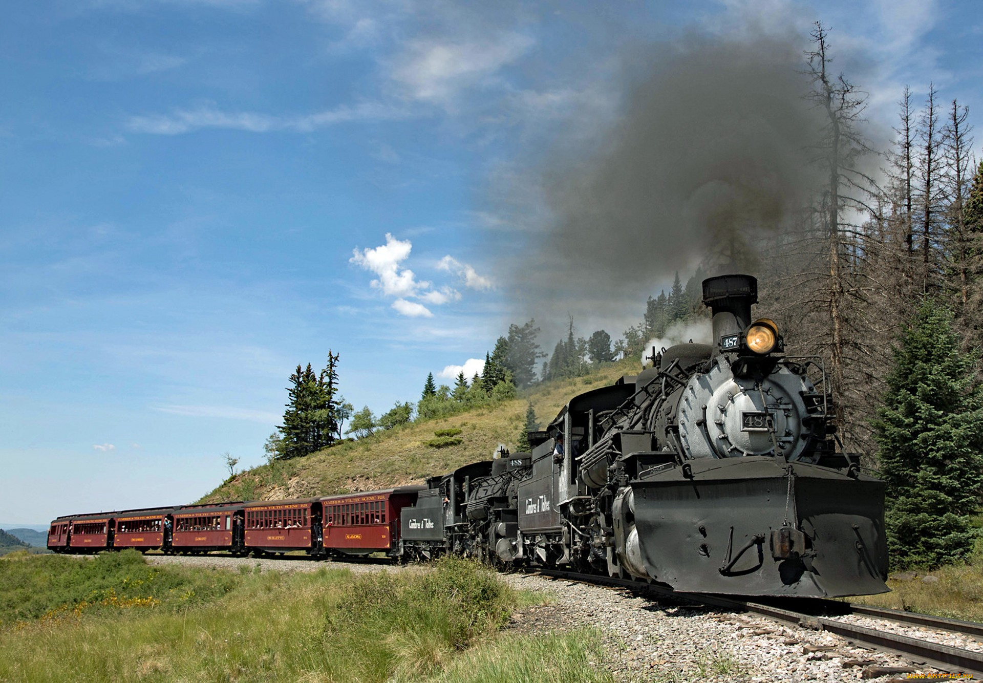 техника, паровозы, локомотив, состав