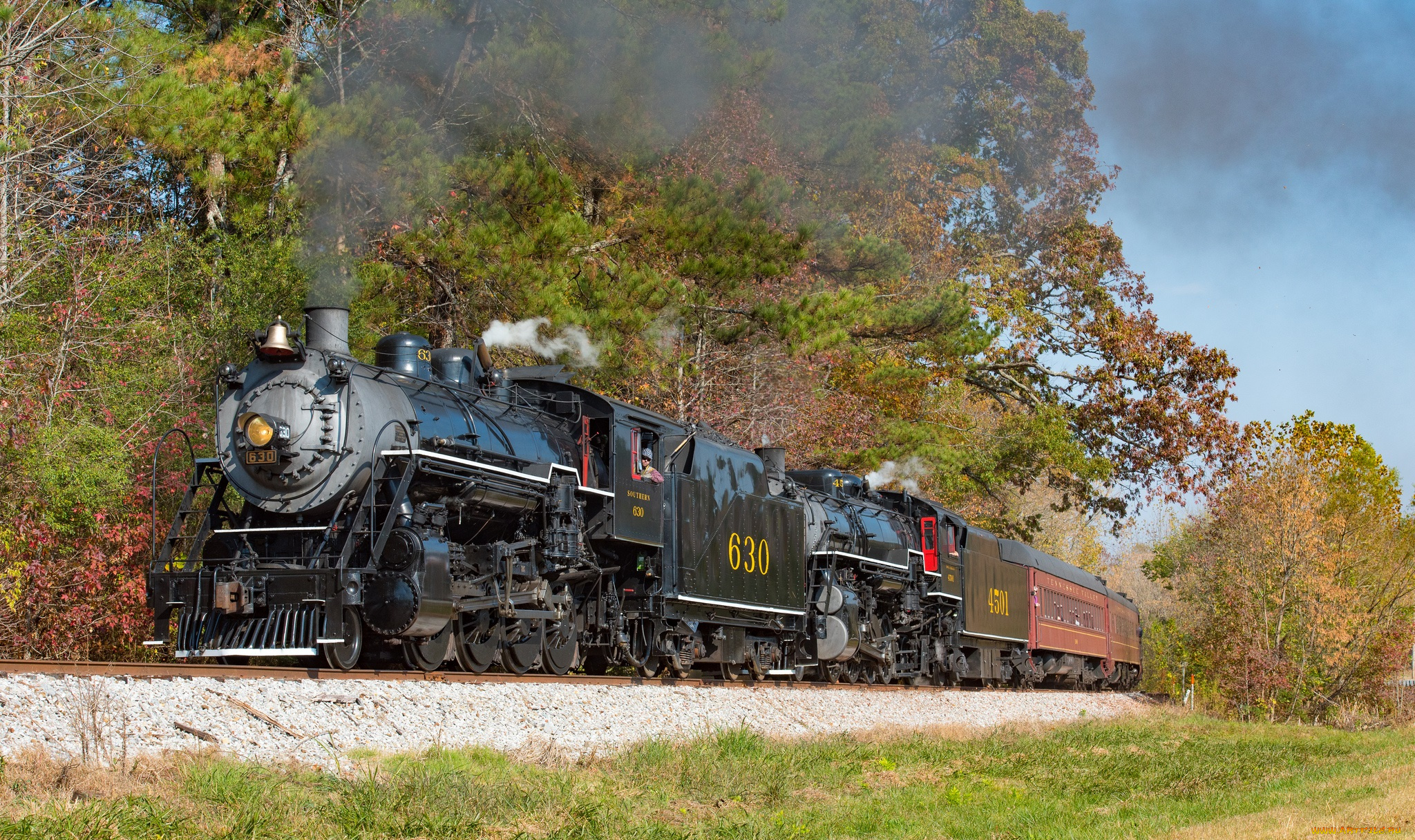 техника, паровозы, локомотив, состав