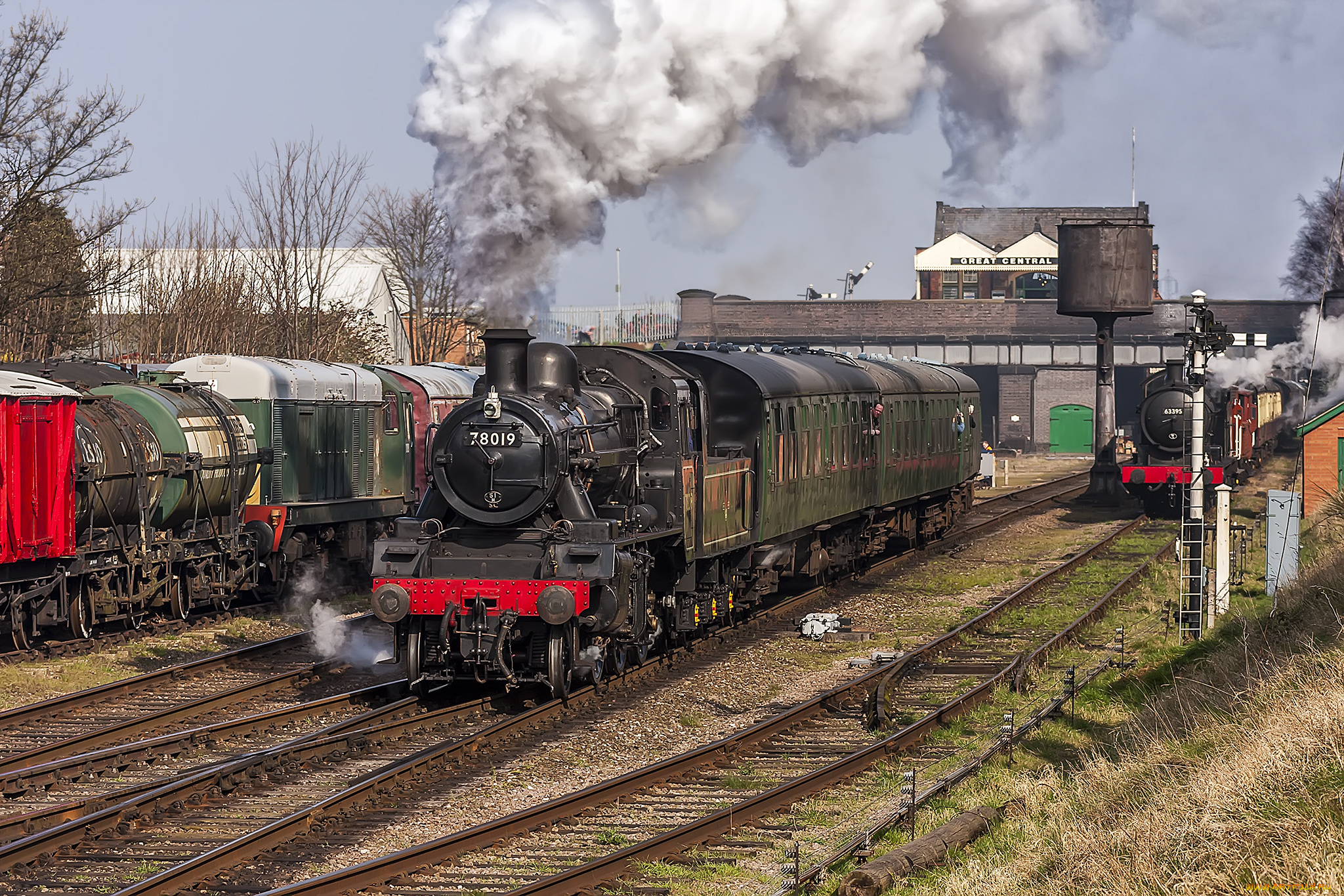 техника, паровозы, локомотив, состав