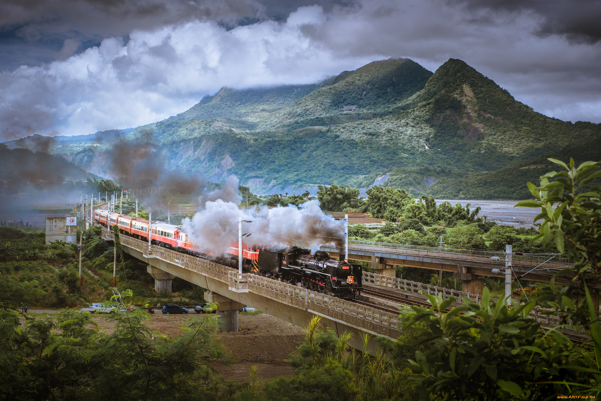 техника, паровозы, локомотив, состав