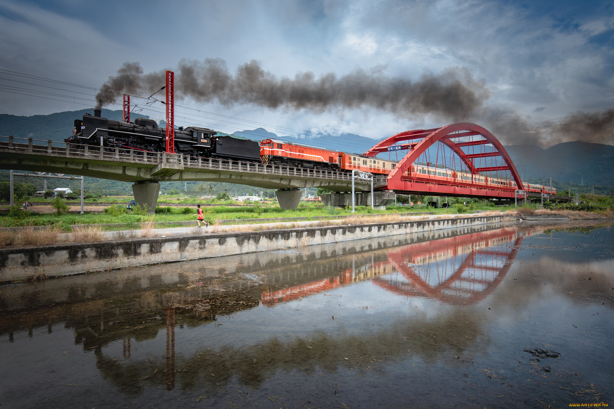 техника, паровозы, локомотив, состав