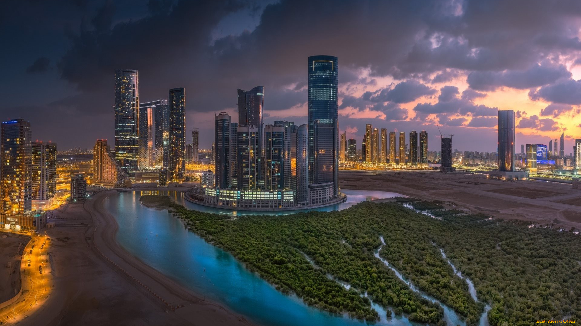 abu, dhabi, , united, arab, emirates, города, абу-даби, , оаэ, абу-даби, вечер, небоскребы, объединенные, арабские, эмираты