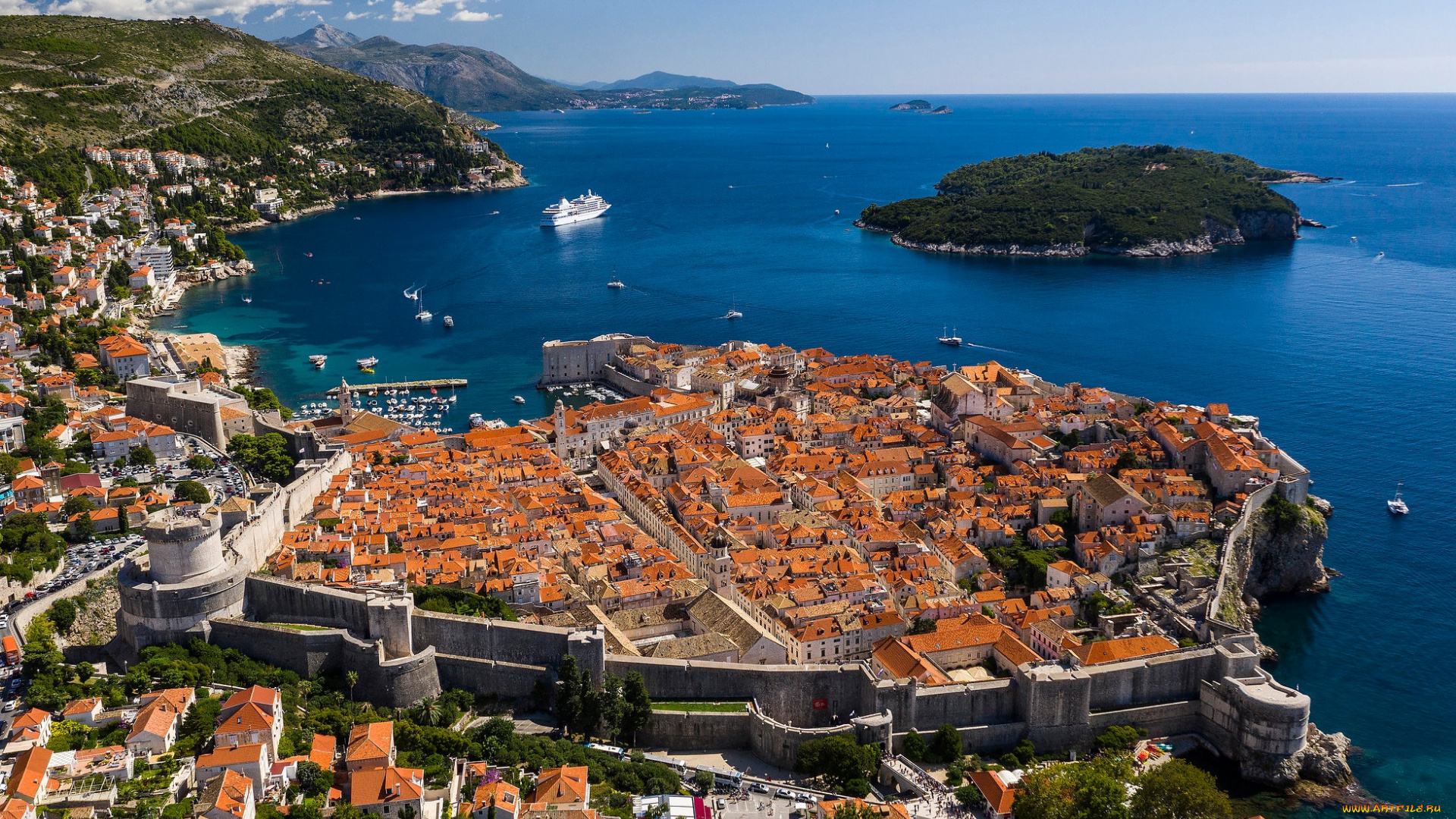 dubrovnik, croatia, города, дубровник, , хорватия, город, курорт, круизный, лайнер, дубровник, лето, побережье, адриатическое, море