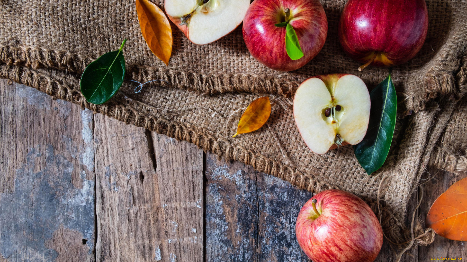 еда, яблоки, краснобокие, листья