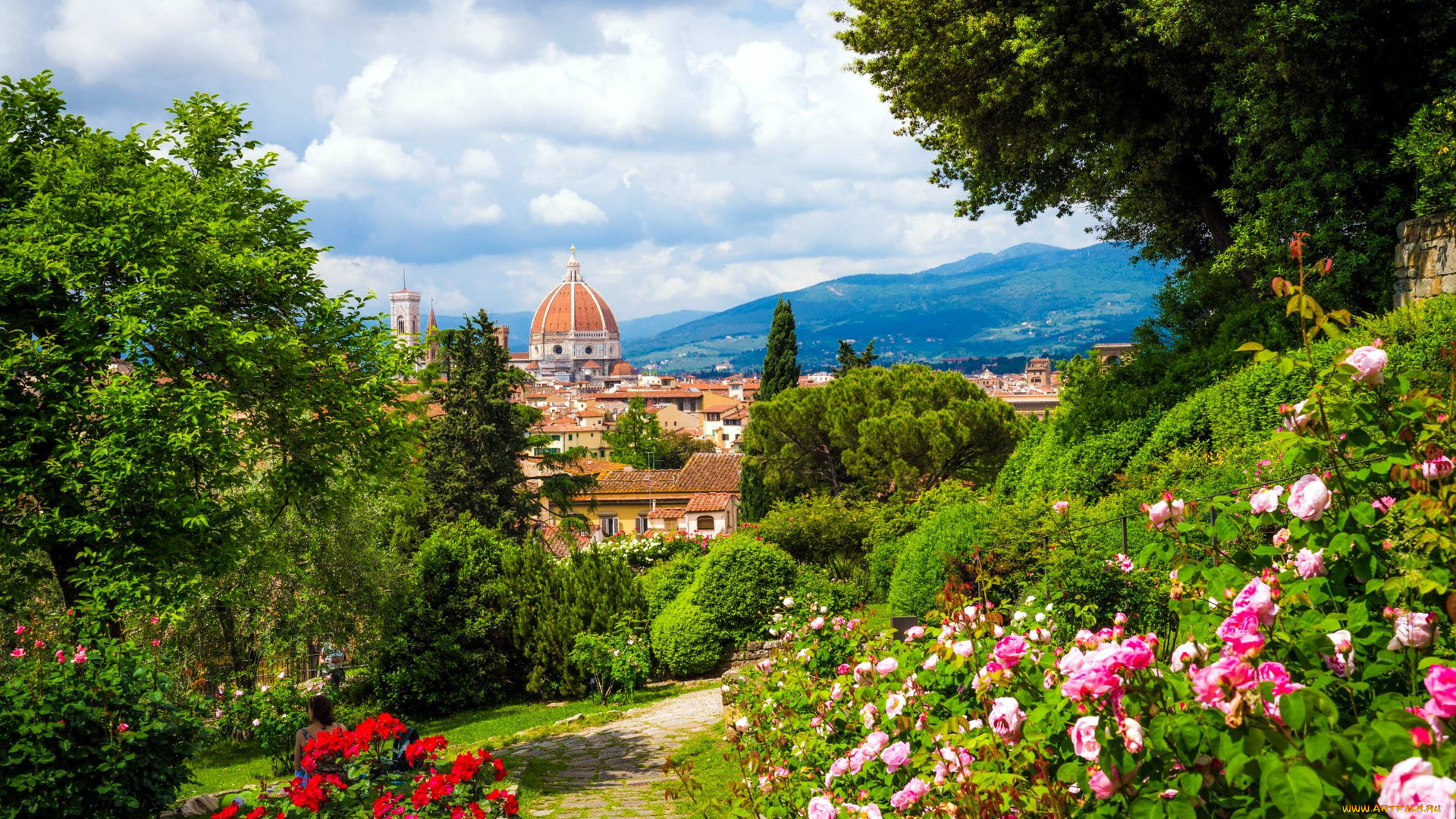 города, флоренция, , италия, панорама