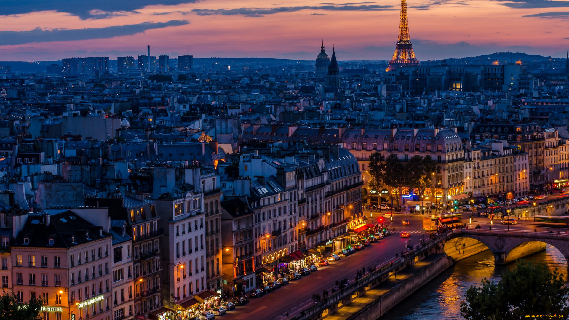 города, париж, , франция, панорама