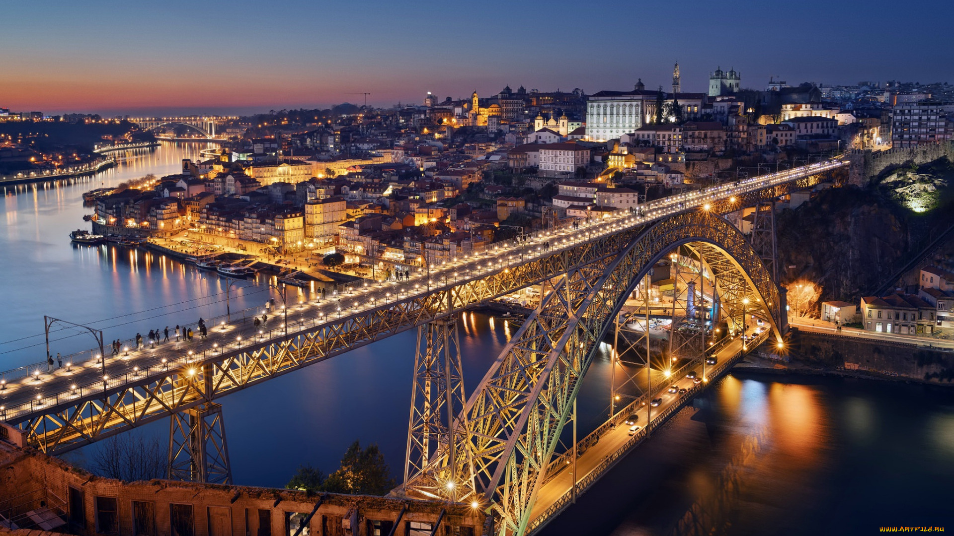 города, порту, , португалия, река, мост