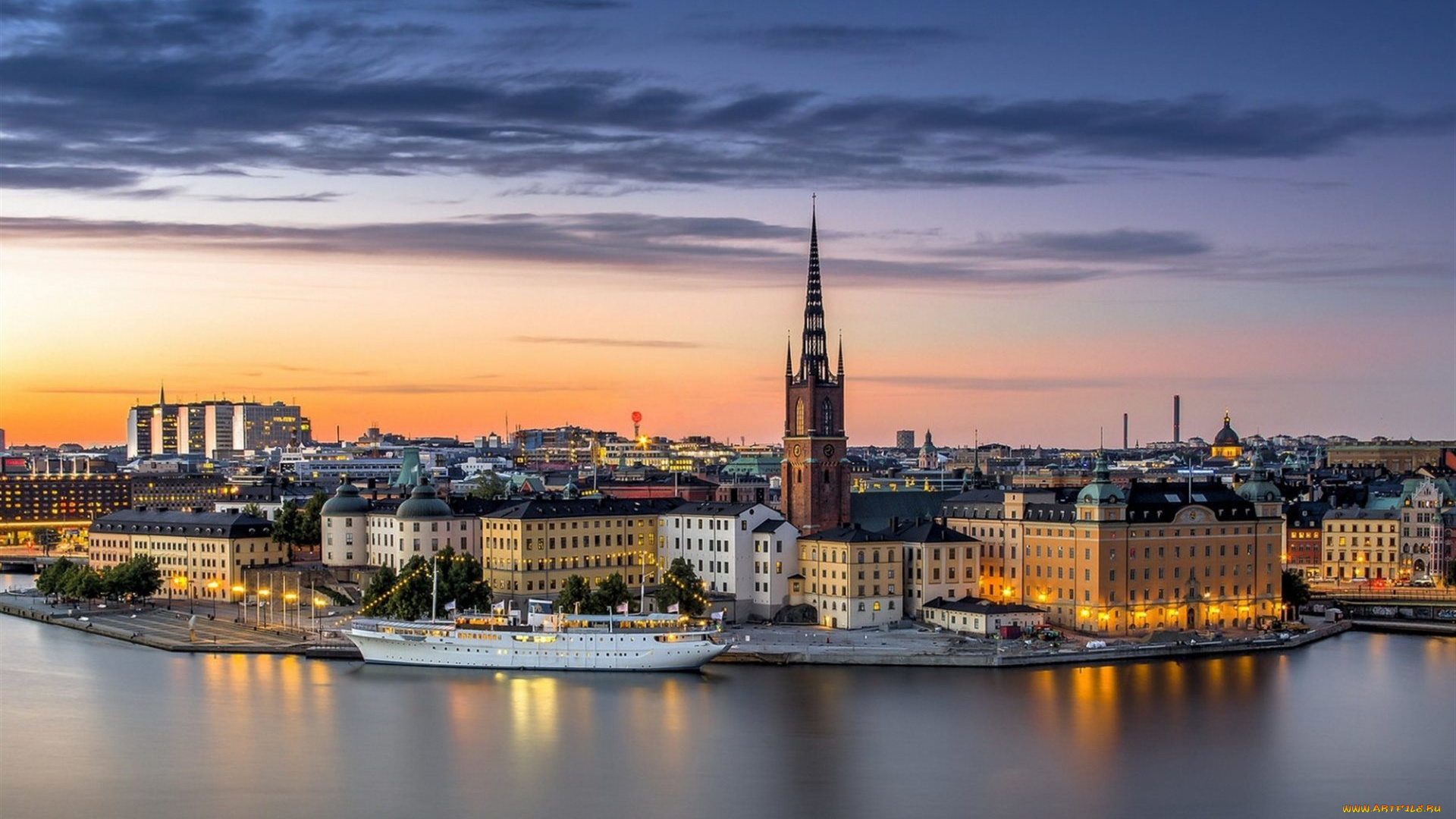 города, стокгольм, , швеция, панорама