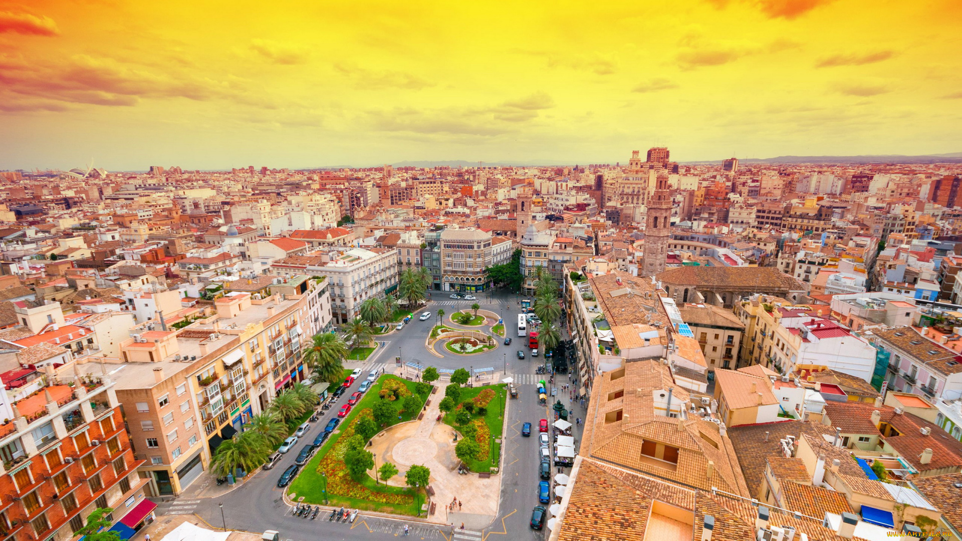 города, валенсия, , испании, панорама