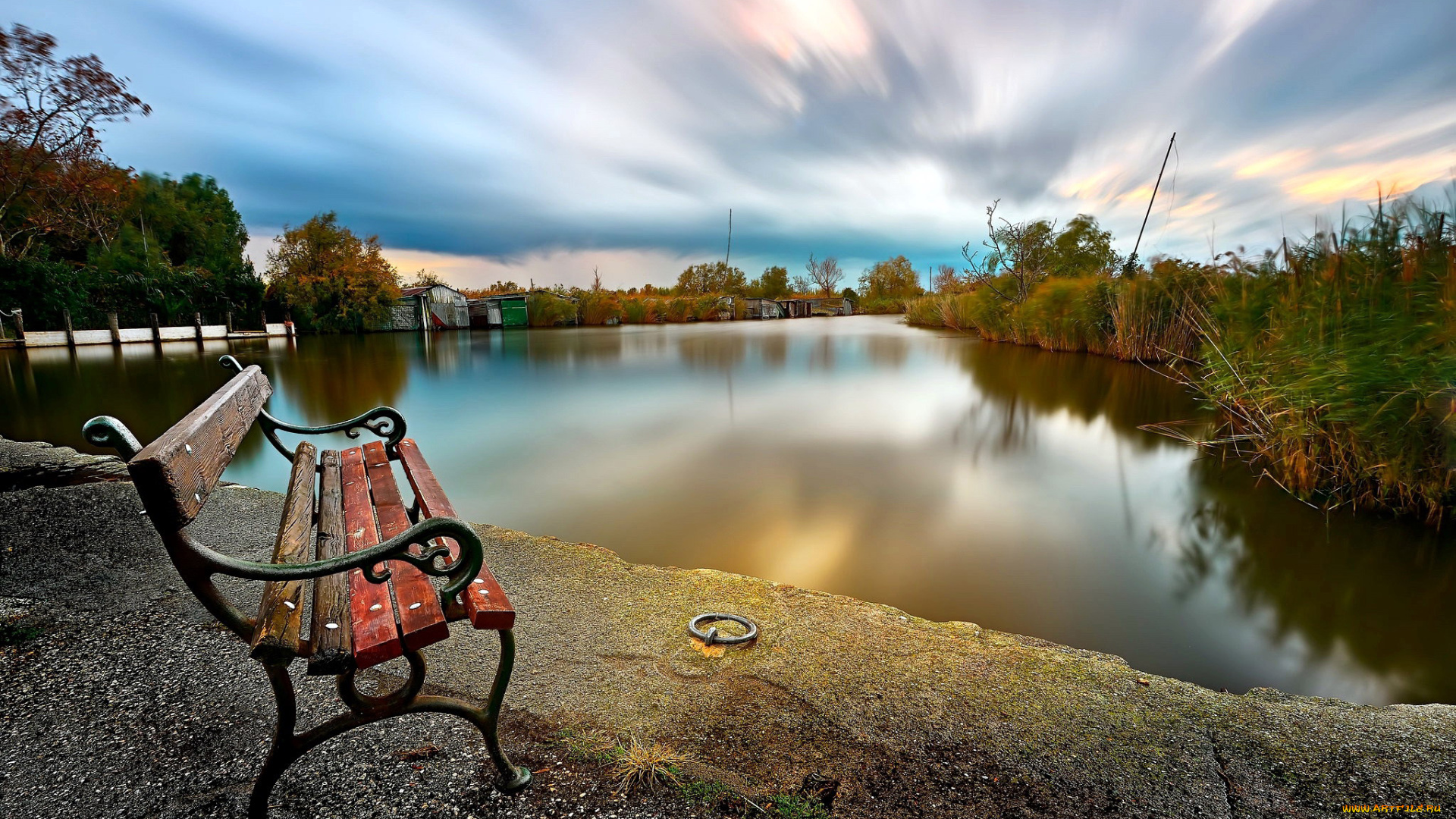 природа, реки, озера, скамейка, река
