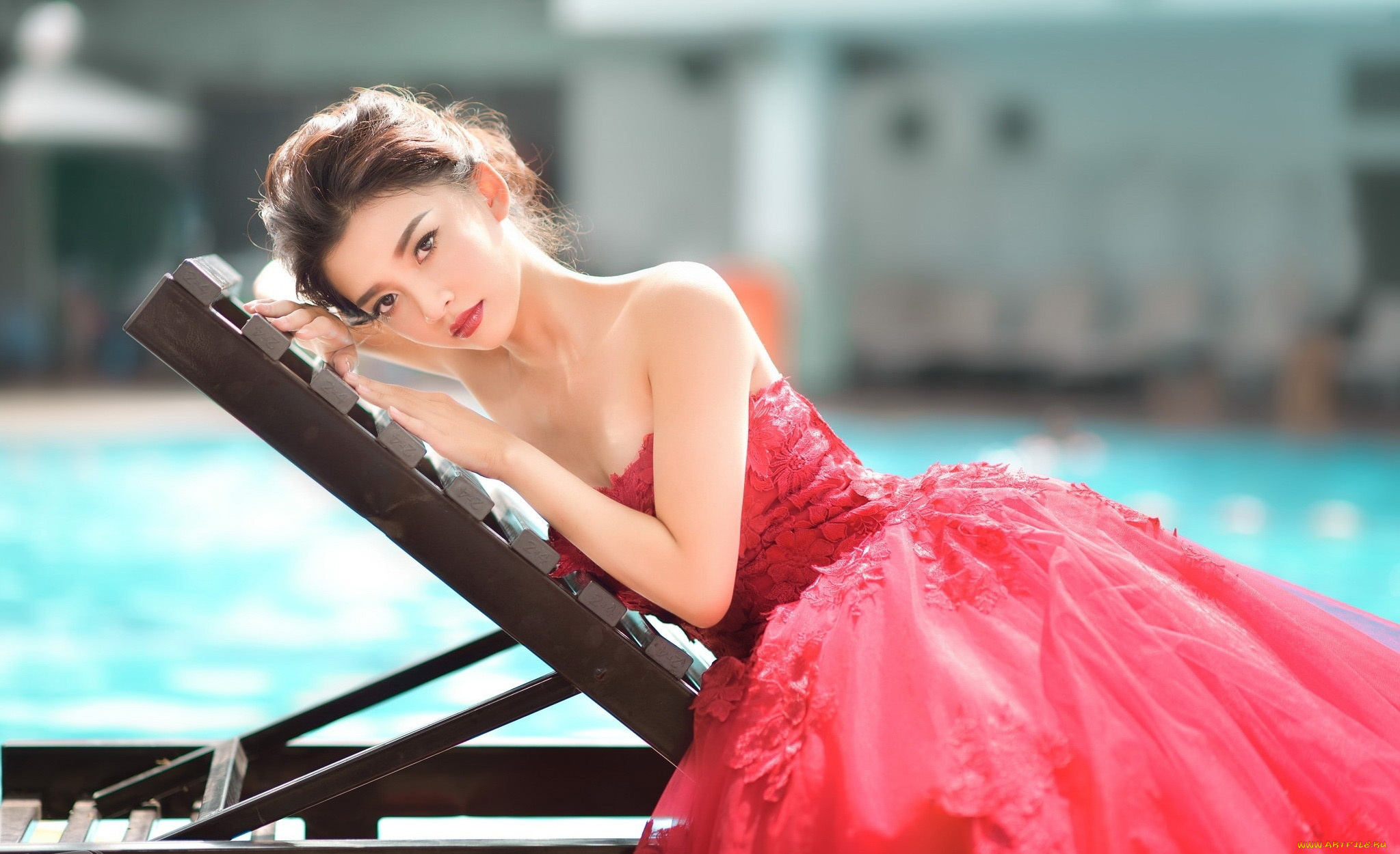 девушки, -, брюнетки, , шатенки, нарядное, платье, поза