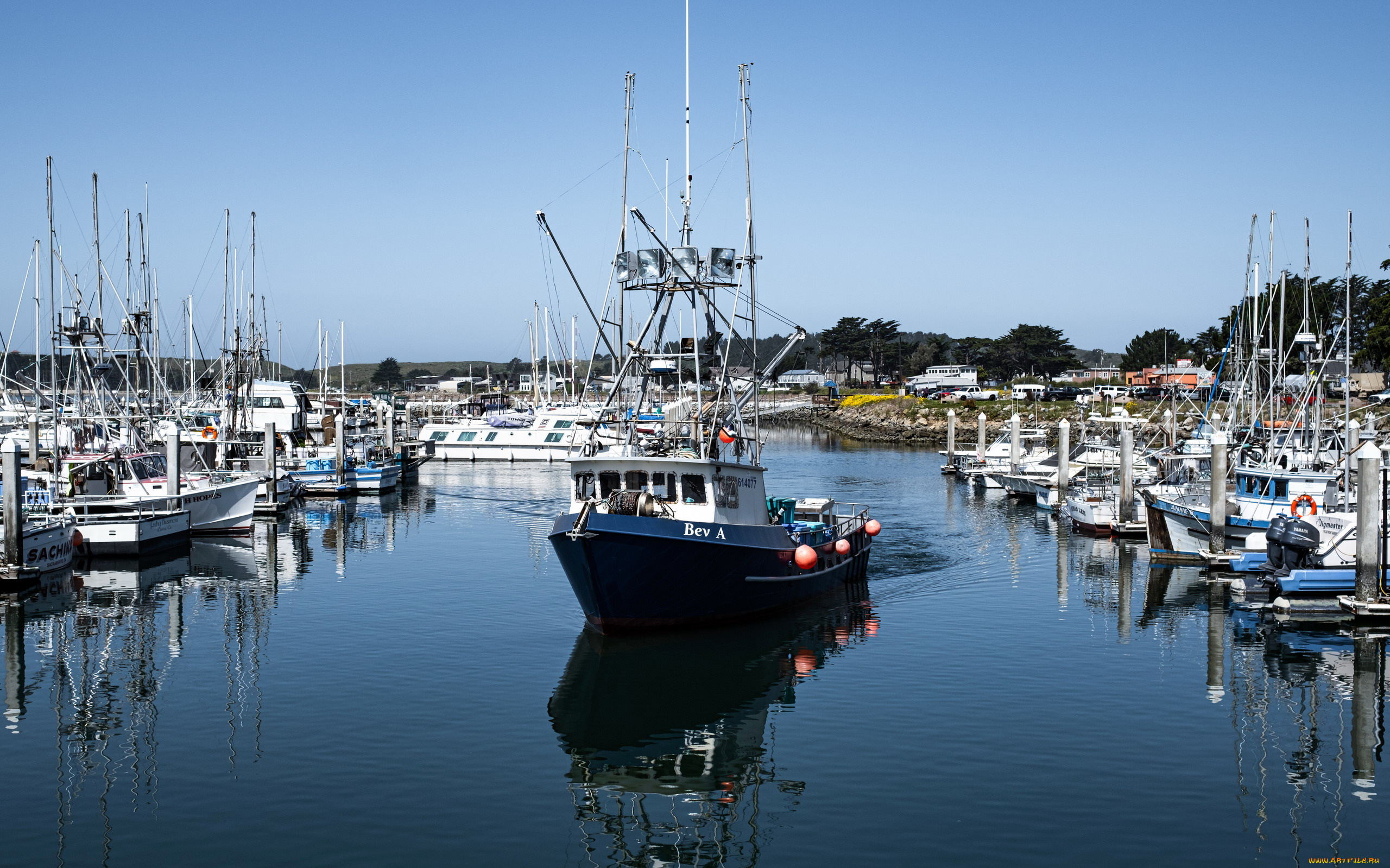 корабли, разные, вместе, пристань, суда, яхты