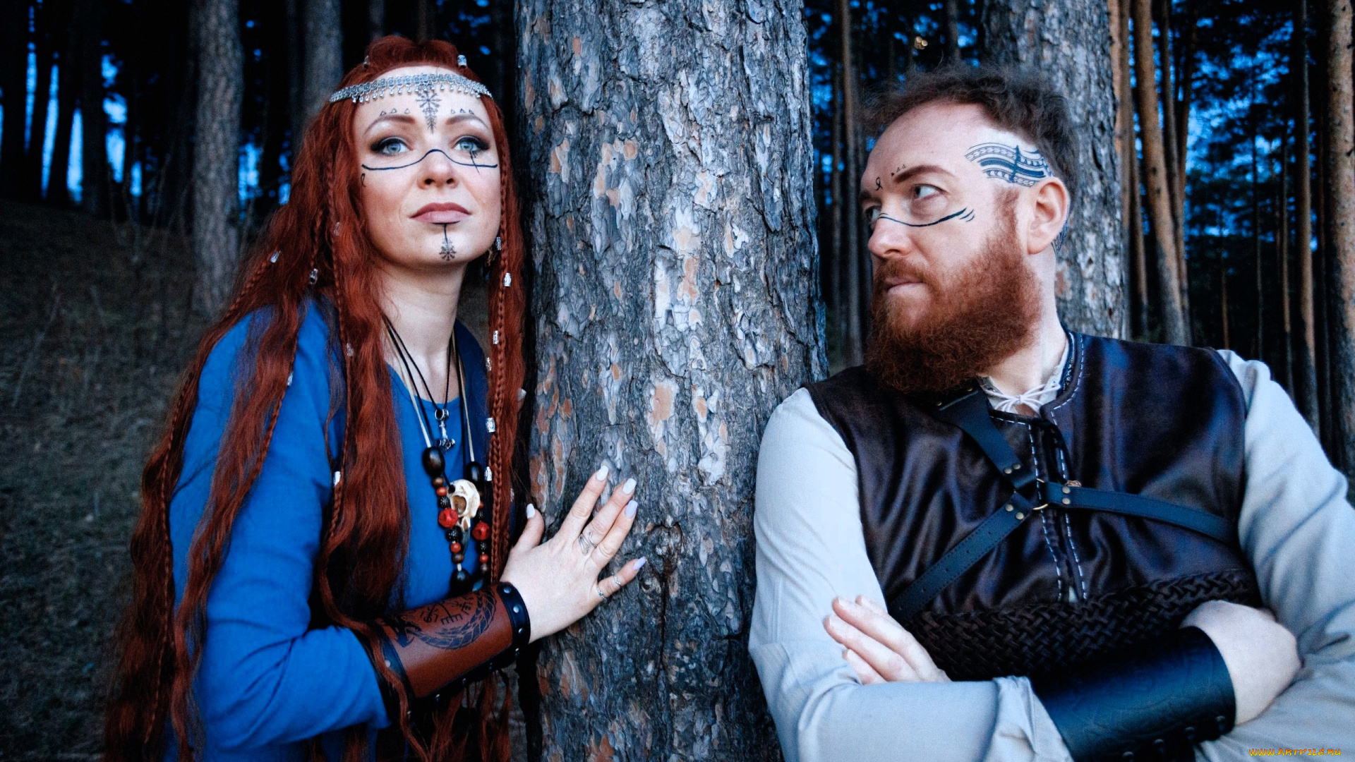 iюлия, огородникова, разное, мужчина, женщина, образы, косплей, наряды, костюмы, викинги, женщина, мужчина, деревья