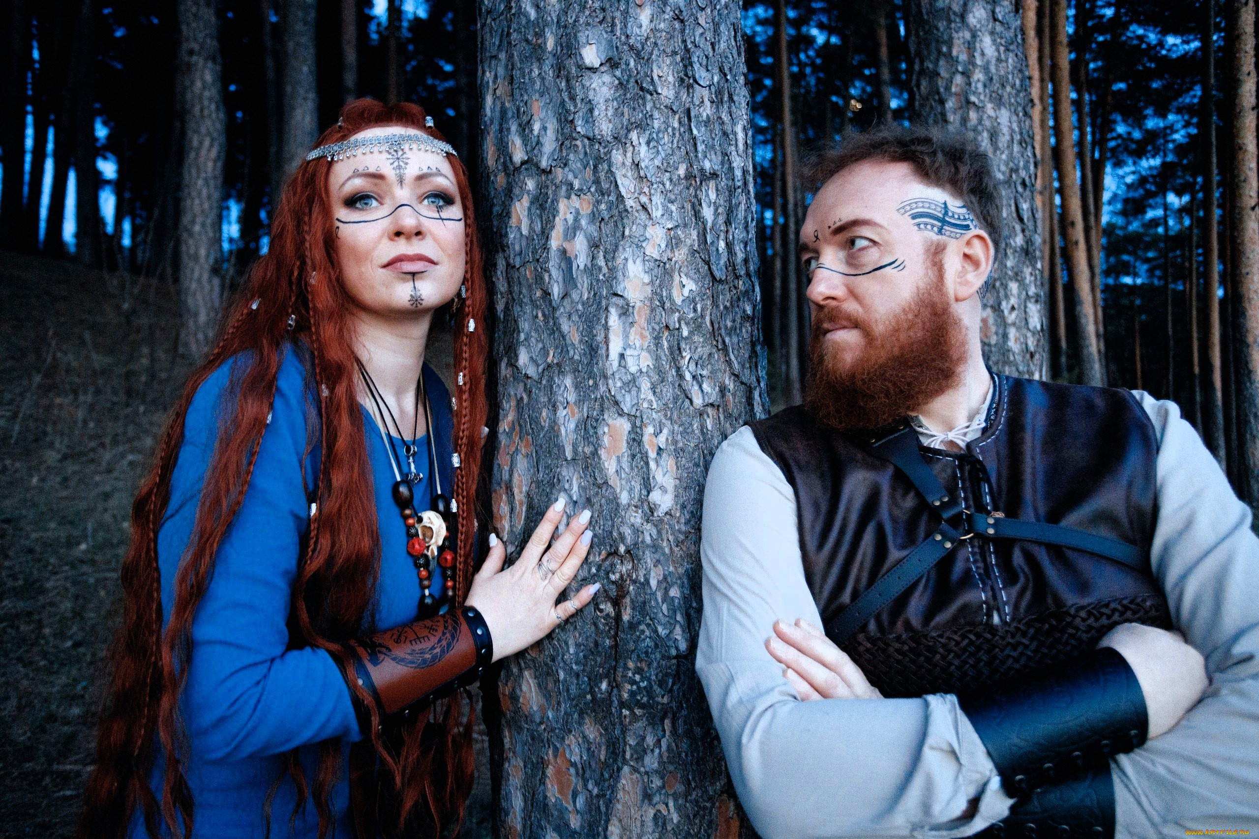 iюлия, огородникова, разное, мужчина, женщина, образы, косплей, наряды, костюмы, викинги, женщина, мужчина, деревья