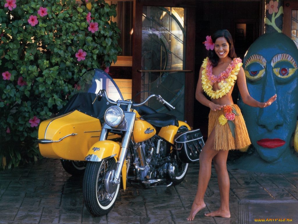 мотоциклы, мото, девушкой