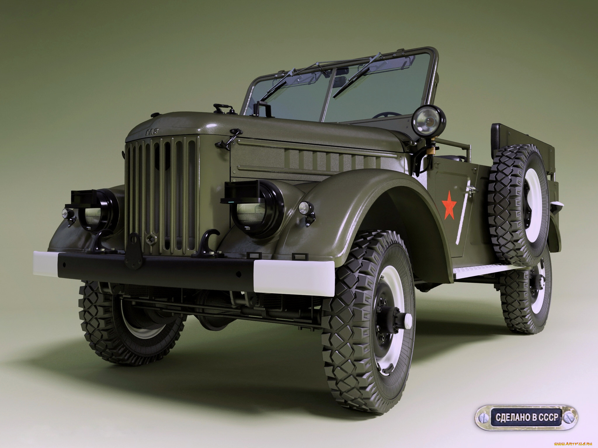 автомобили, 3д, ссср, ретро, газ-69