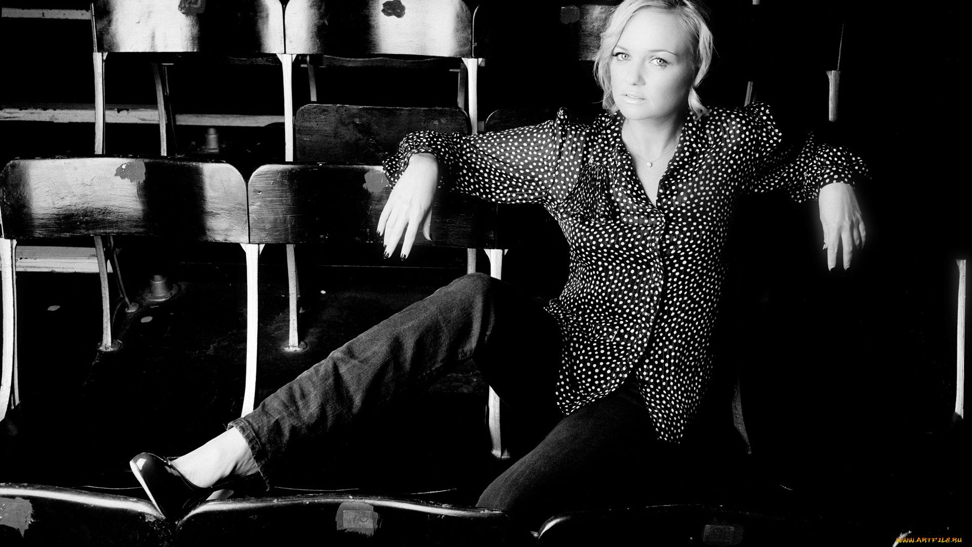 музыка, emma, bunton, черно-белое, фото