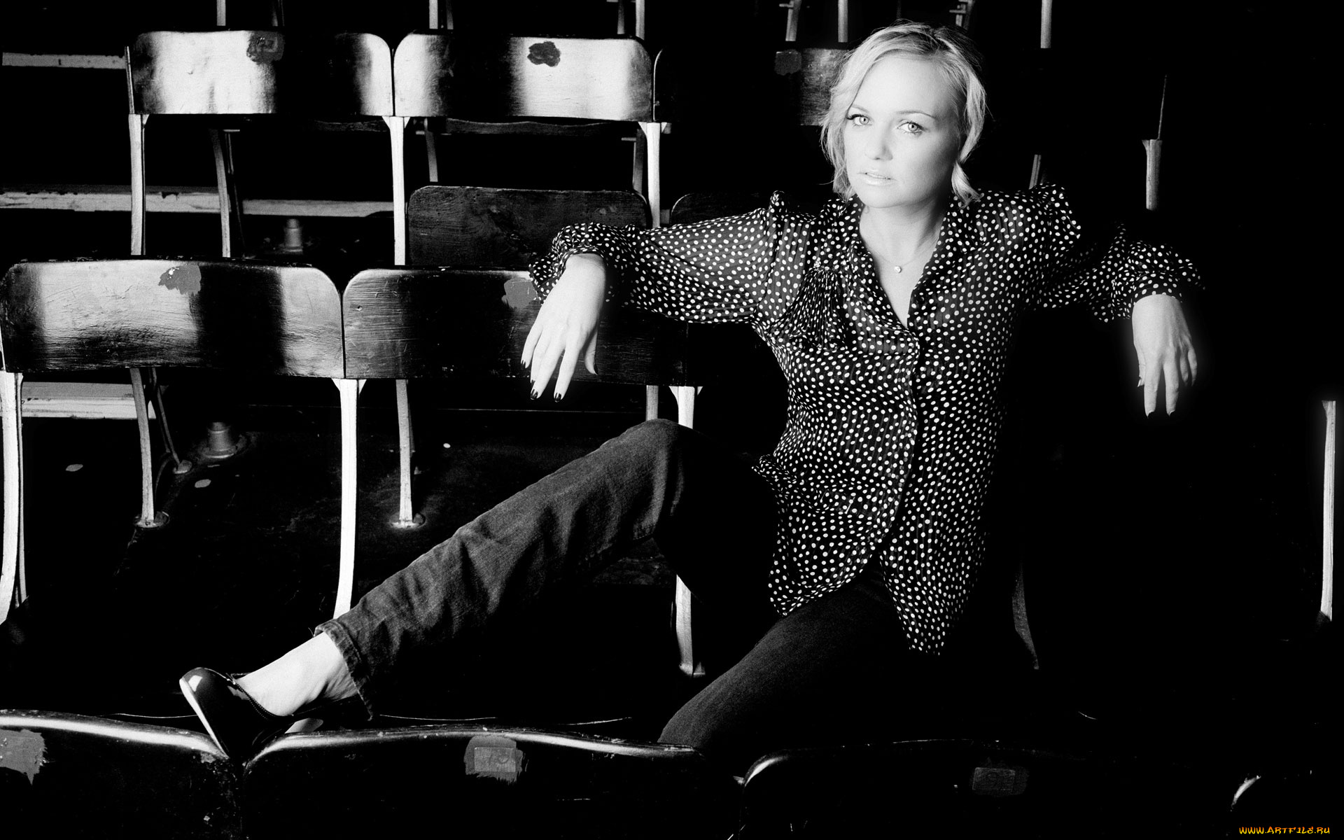 музыка, emma, bunton, черно-белое, фото