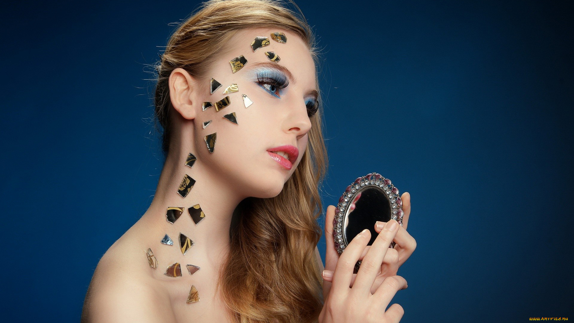 -Unsort, Блондинки, девушки, unsort, блондинки, зеркало, макияж, осколки