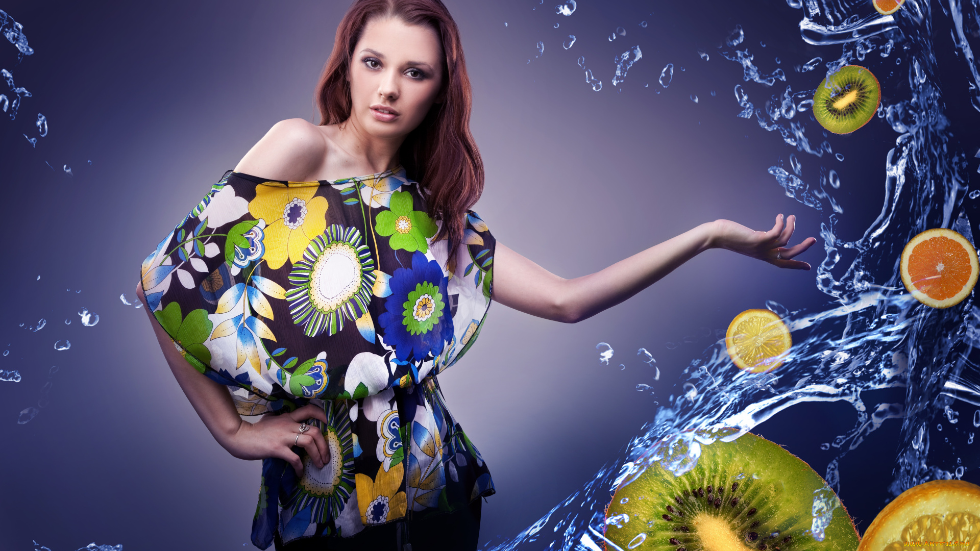 -Unsort, Креатив, девушки, unsort, креатив, блуза, фрукты, вода